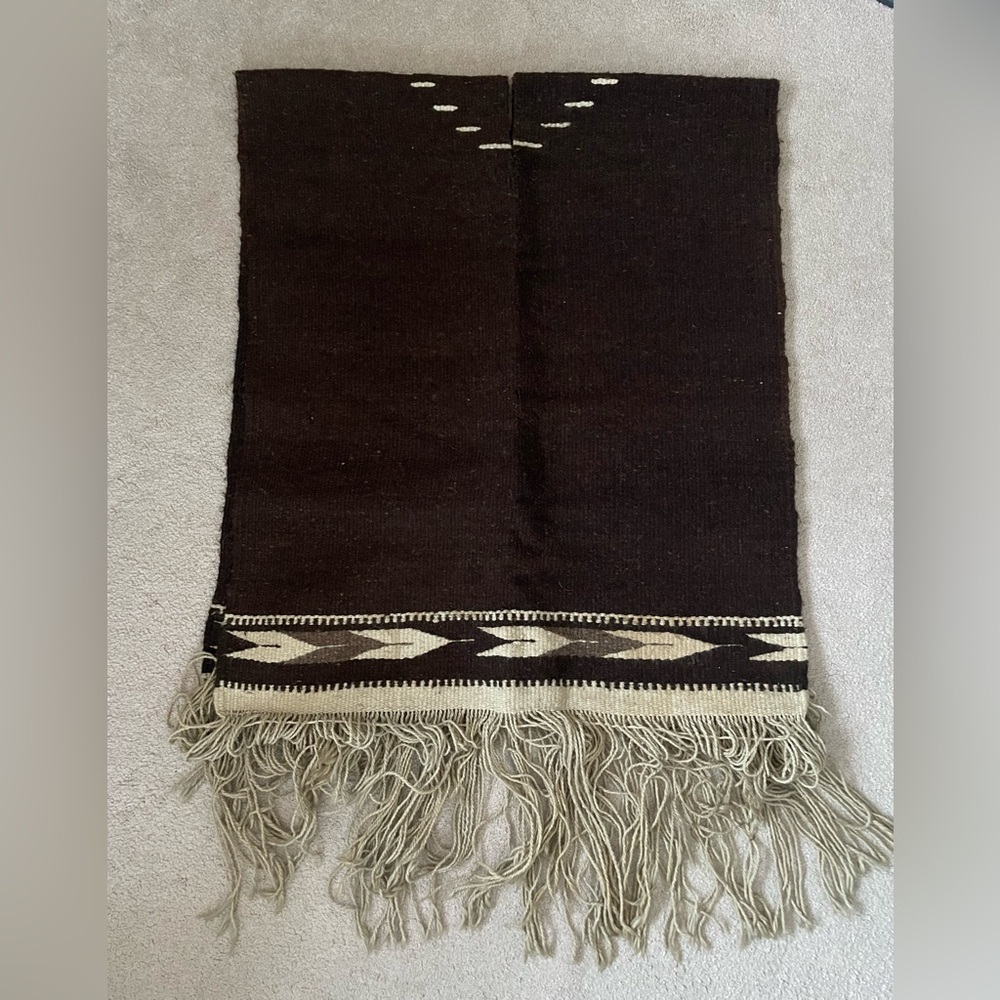Brown and Cream Wool Serape Poncho